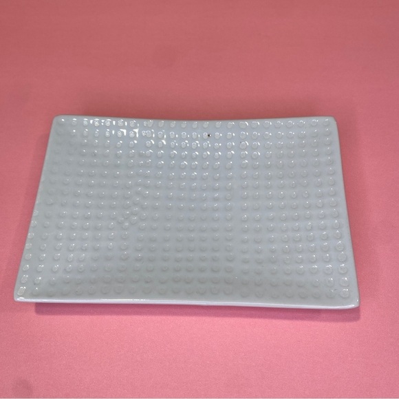 Crate & Barrel White Textured Spotted Rectangular Single Serving Appetizer Plate - Picture 3 of 6